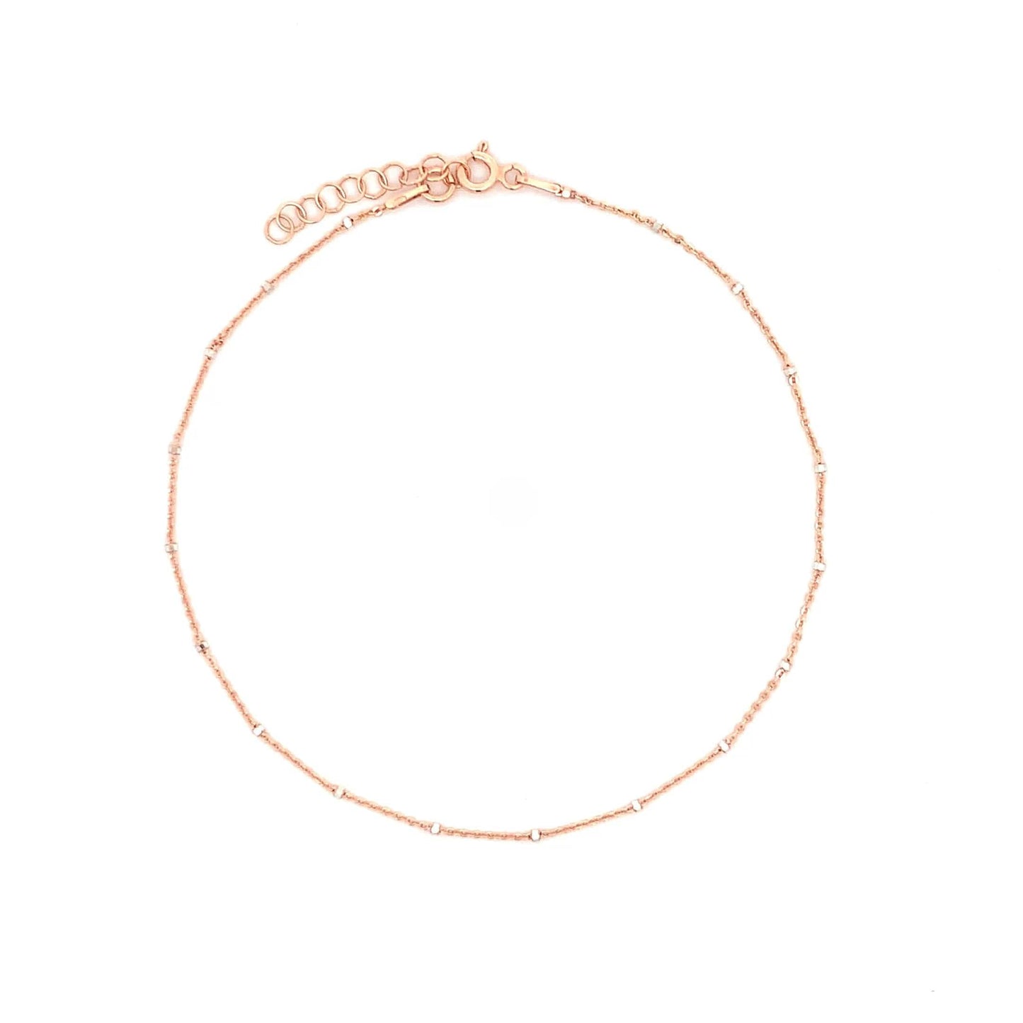 Tiny Link (Single) Anklet (Pure Silver) - Rose Gold