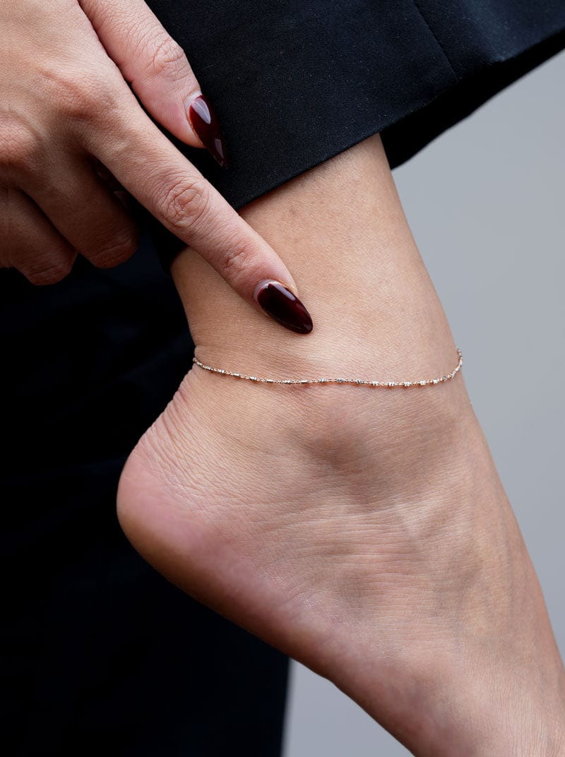 Tiny Links (Pair) Anklet (Pure Silver) - Rose Gold