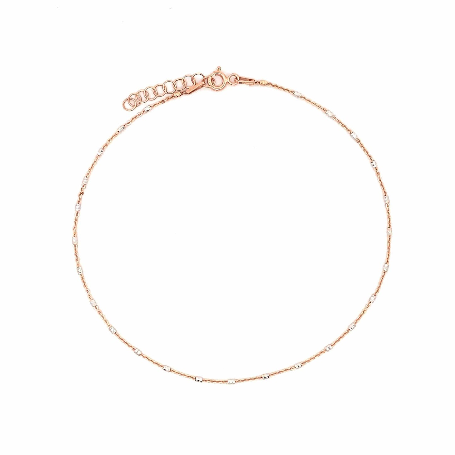 Tiny Links (Single) Anklet (Pure Silver) - Rose Gold