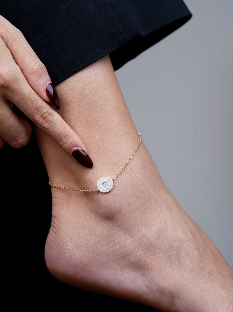 Zircon Cluster (Single) Anklet (Pure Silver)