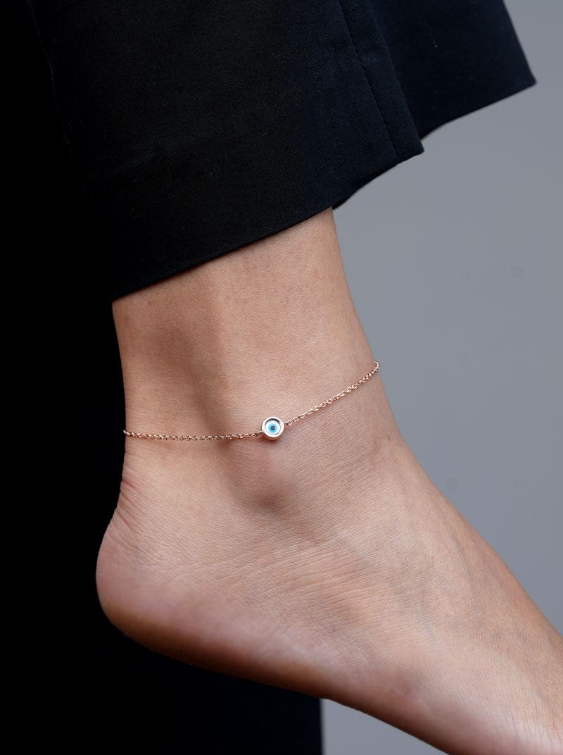Solo Eye Charm (Single) Anklet (Pure Silver)