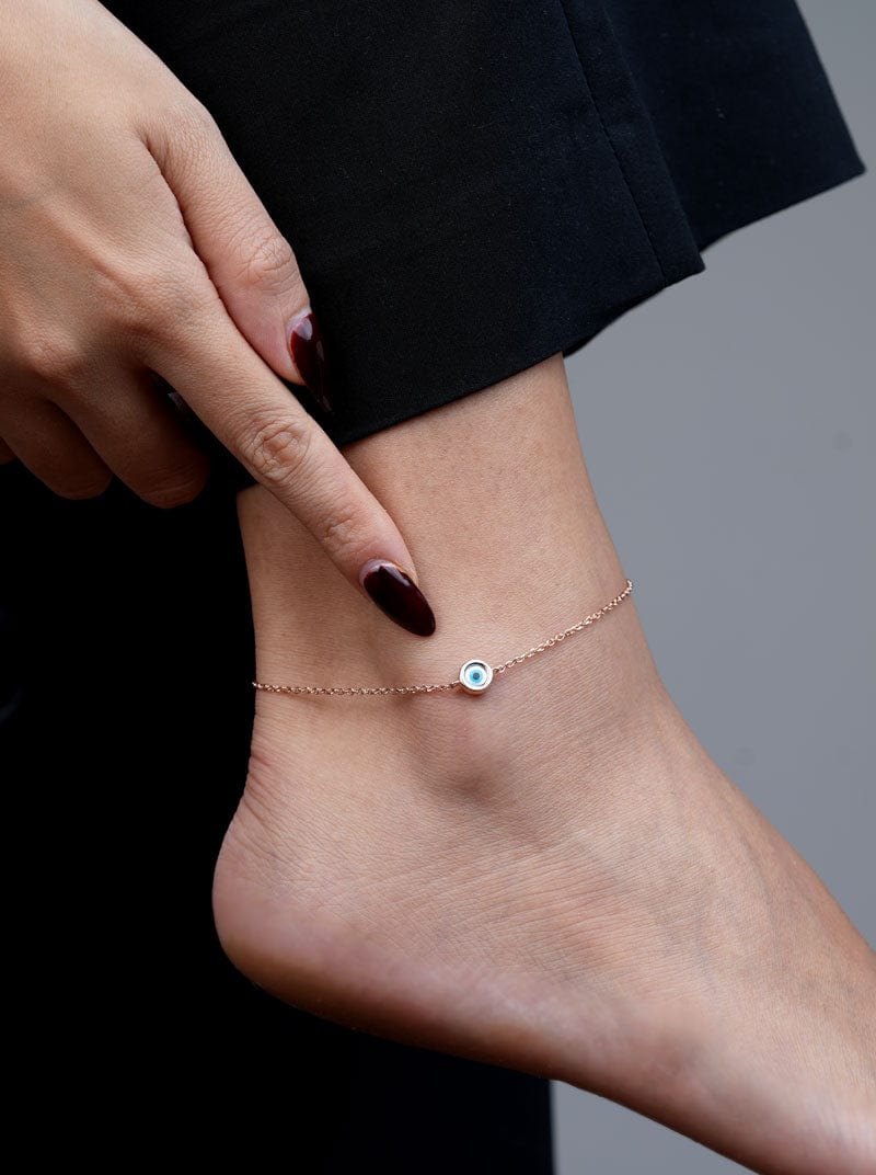 Solo Eye Charm (Single) Anklet (Pure Silver)