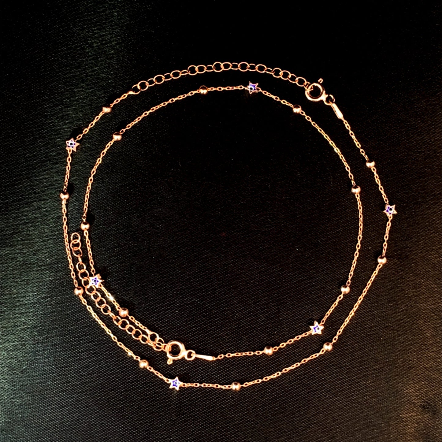 Starry Cobalt Blue Evil Eye Double Anklet