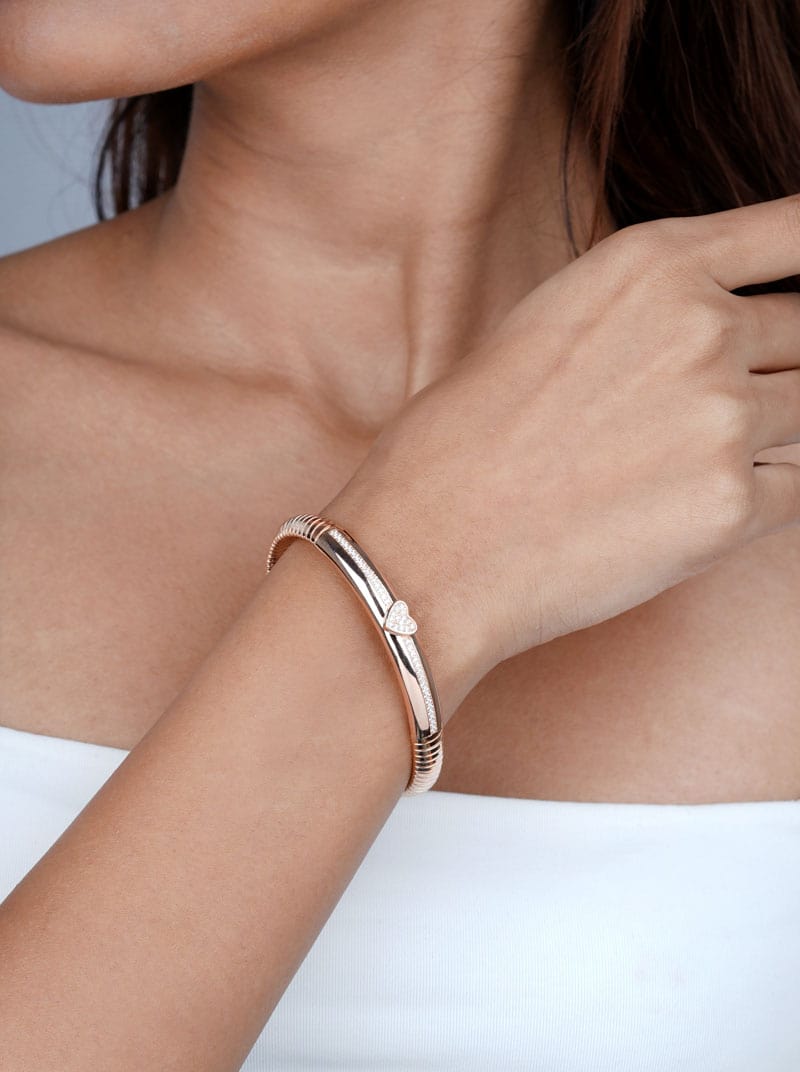 Heart Cobra Bracelet Rose Gold