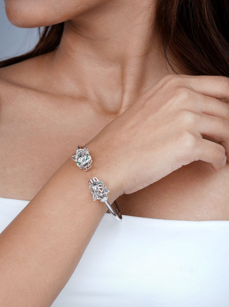 Panther Cuff Bracelet Silver