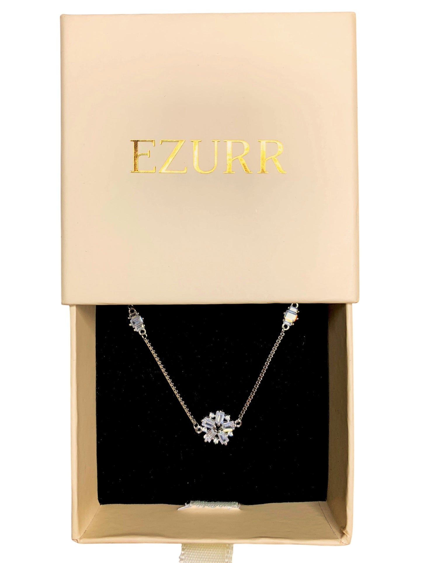 Crystal Flower Bracelet (Pure Silver) - Silver