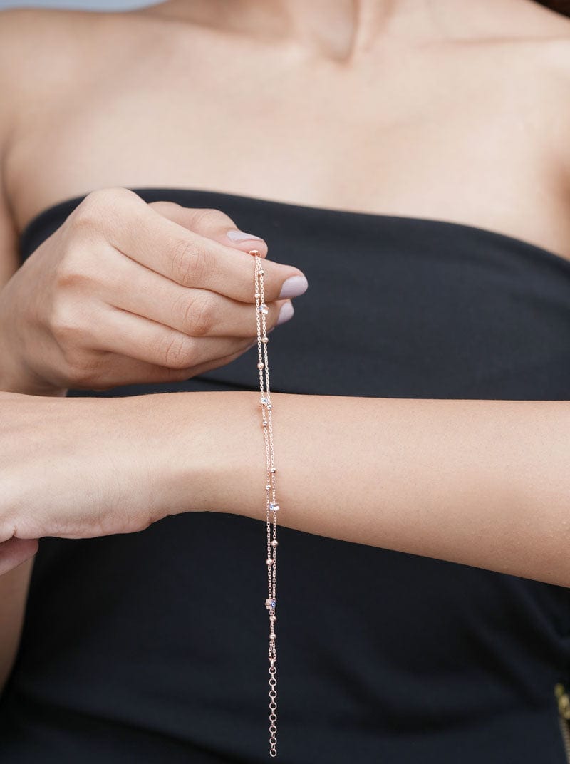 Layered Star Evil Eye Bracelet Rose Gold