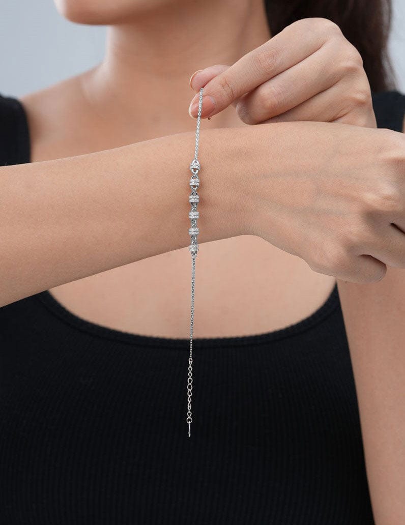 Multi Roll Link Chain Bracelet Silver
