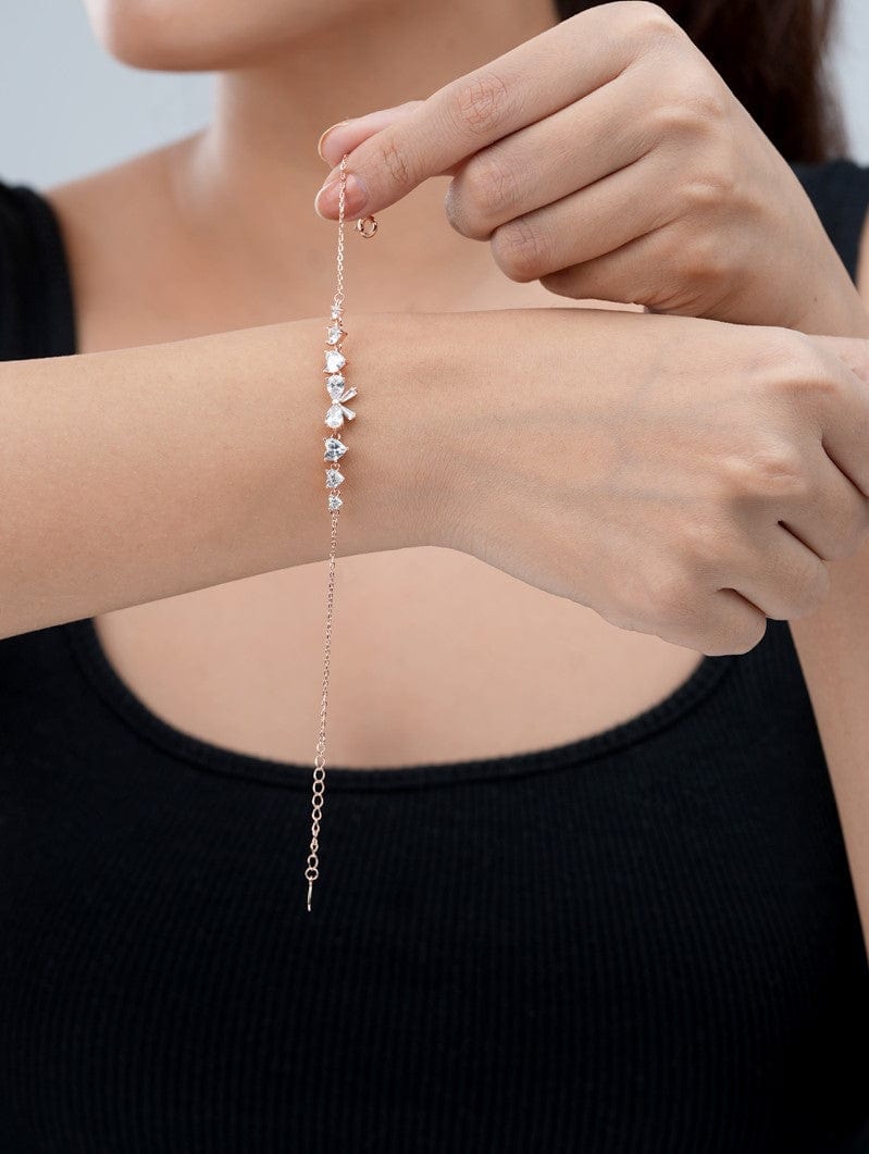Love Heart Bow Bracelet Rose Gold