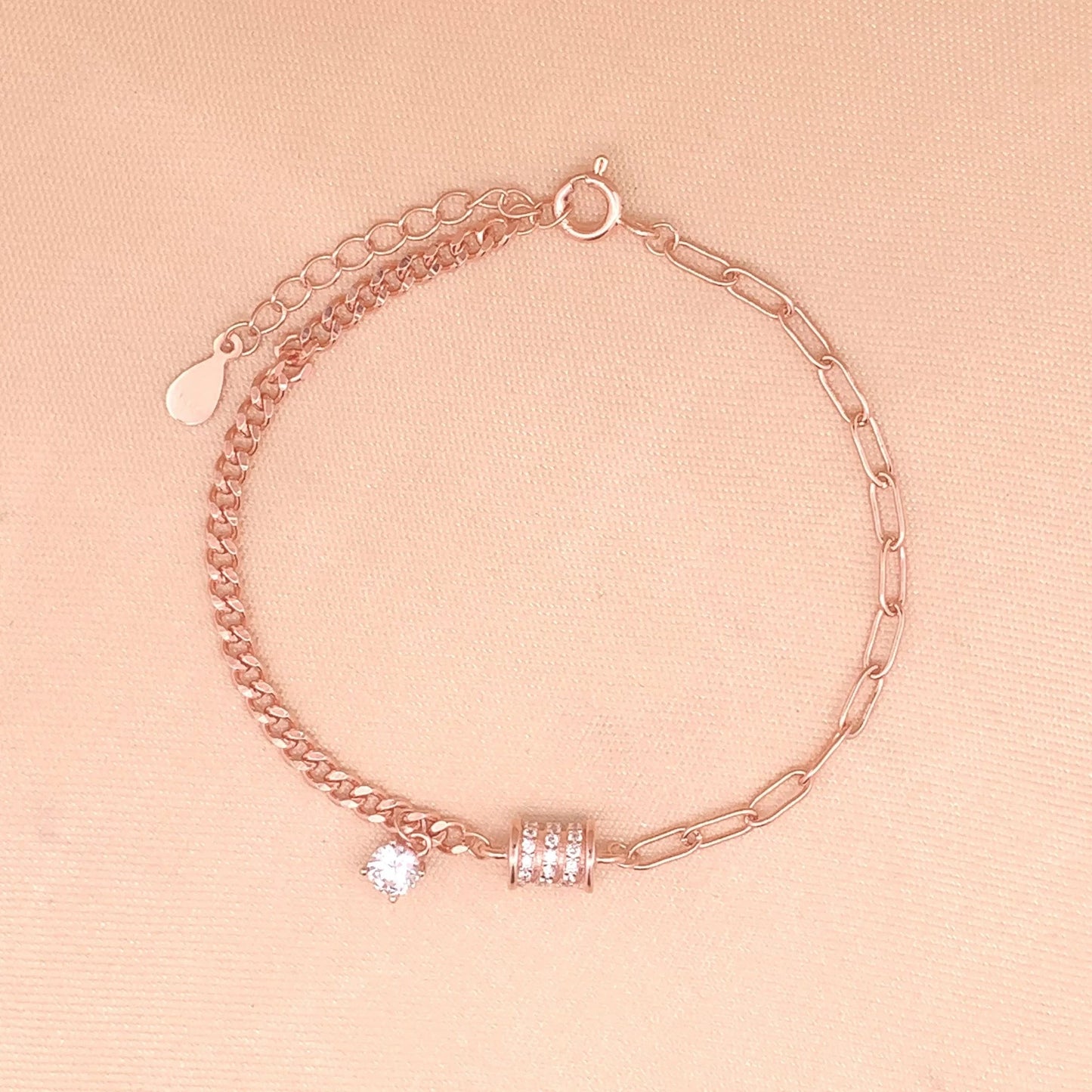 Roll of Elegance Bracelet (Pure Silver) - Rose Gold