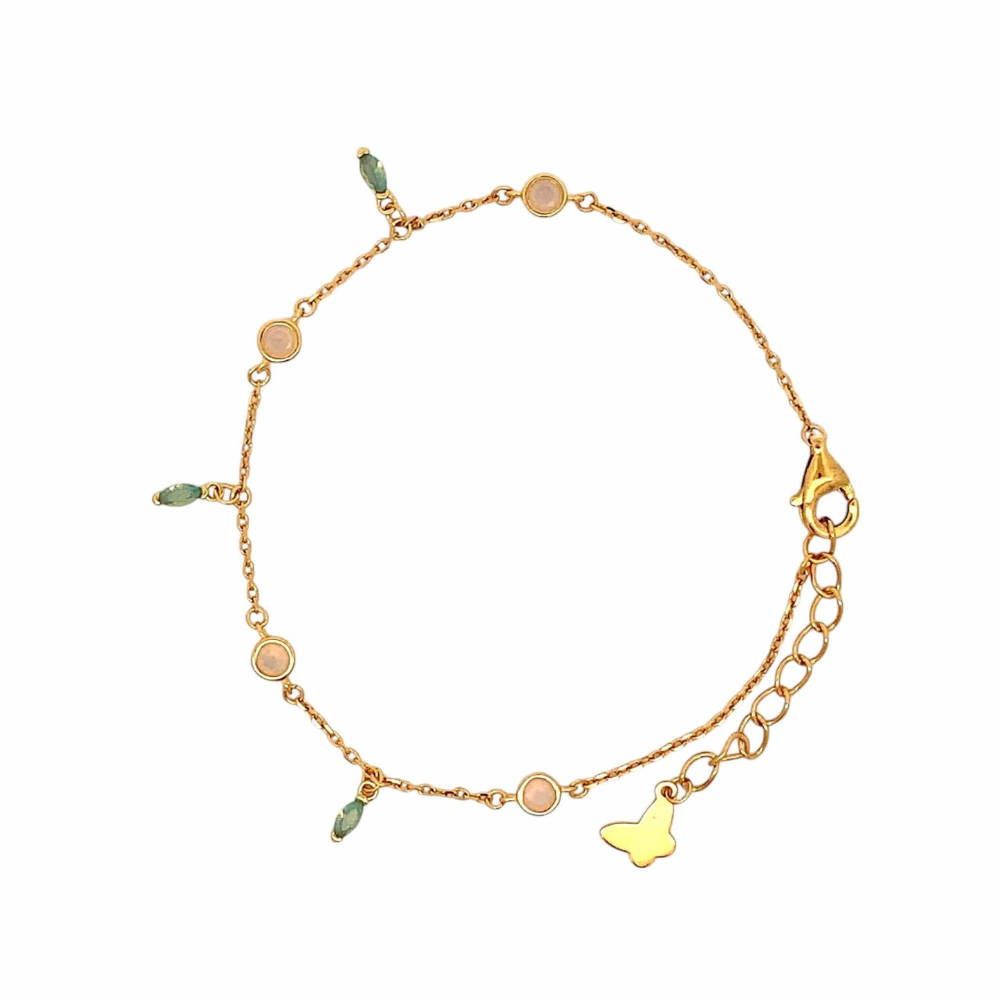 Crystal Beads Bracelet (Pure Silver) - Gold