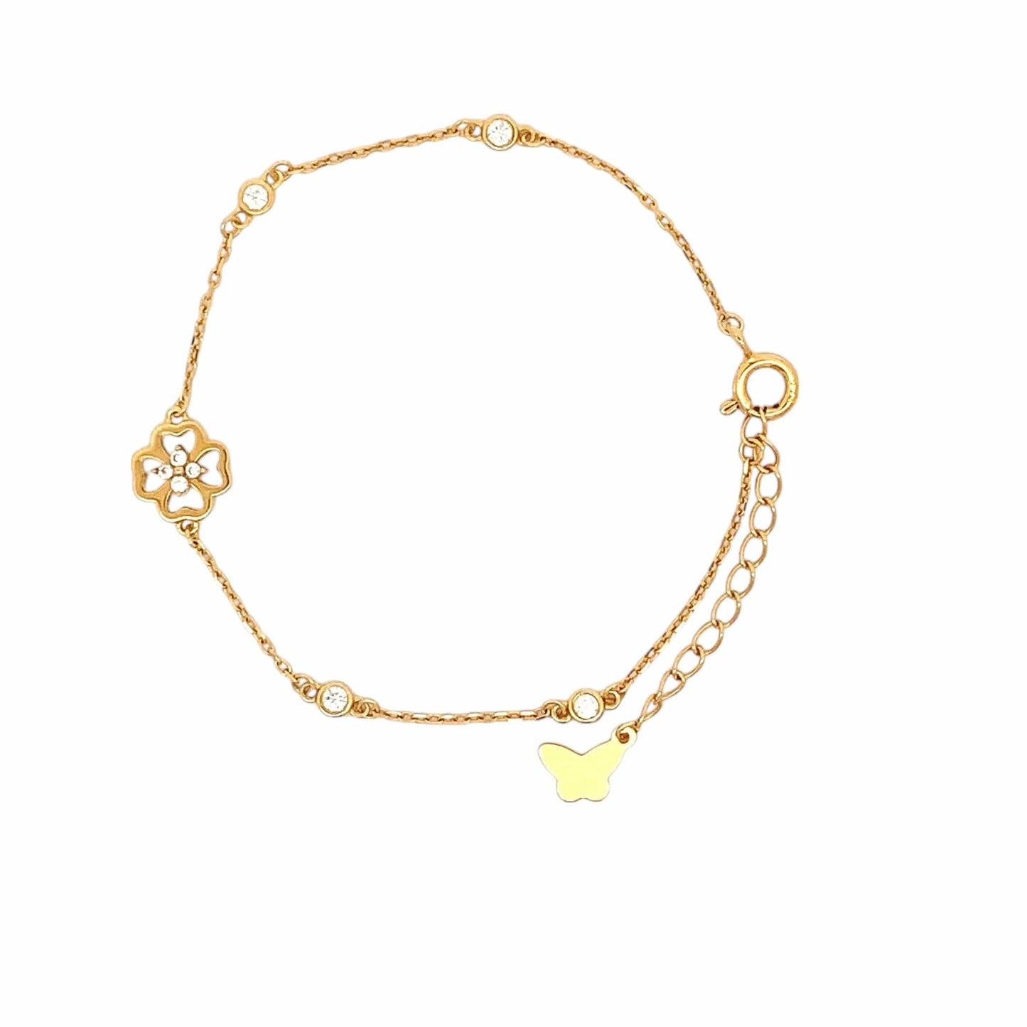 Quatrefoil Heart Petal Bracelet (Pure Silver) - Gold