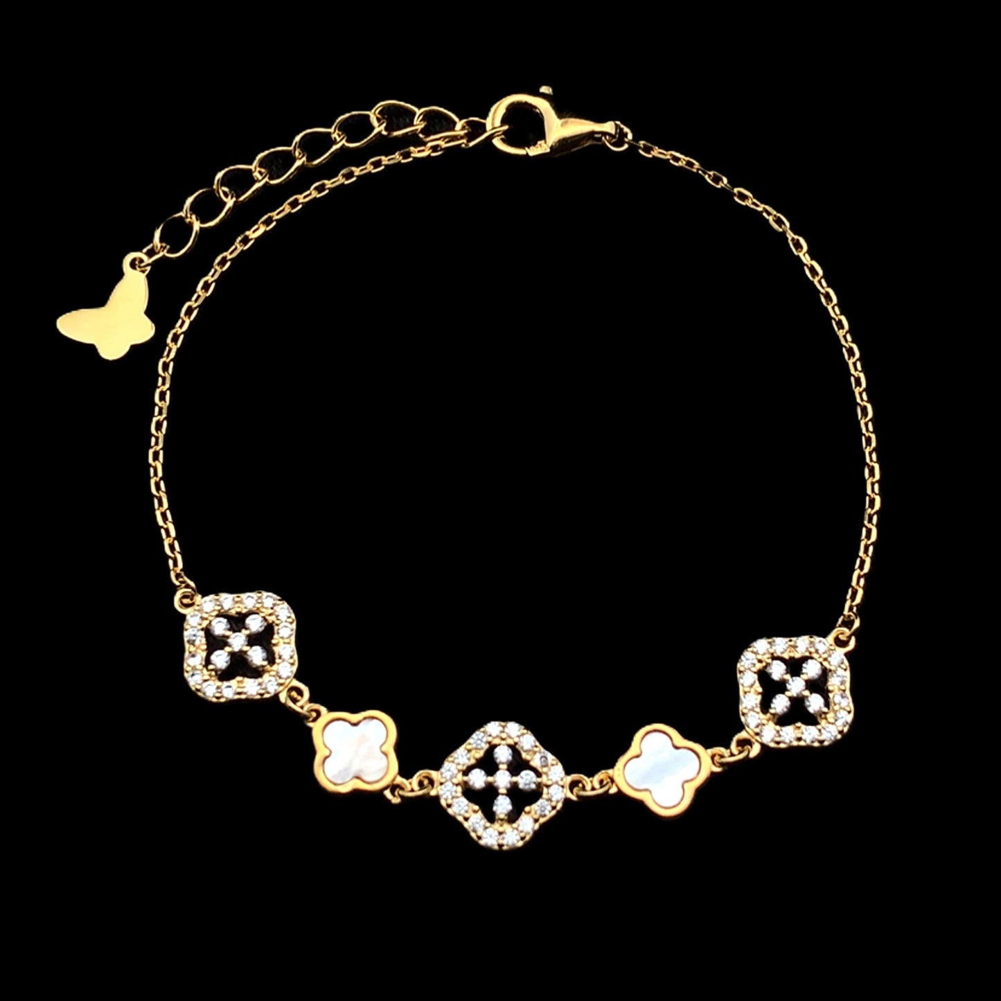 Zirconia Clover Bracelet Gold