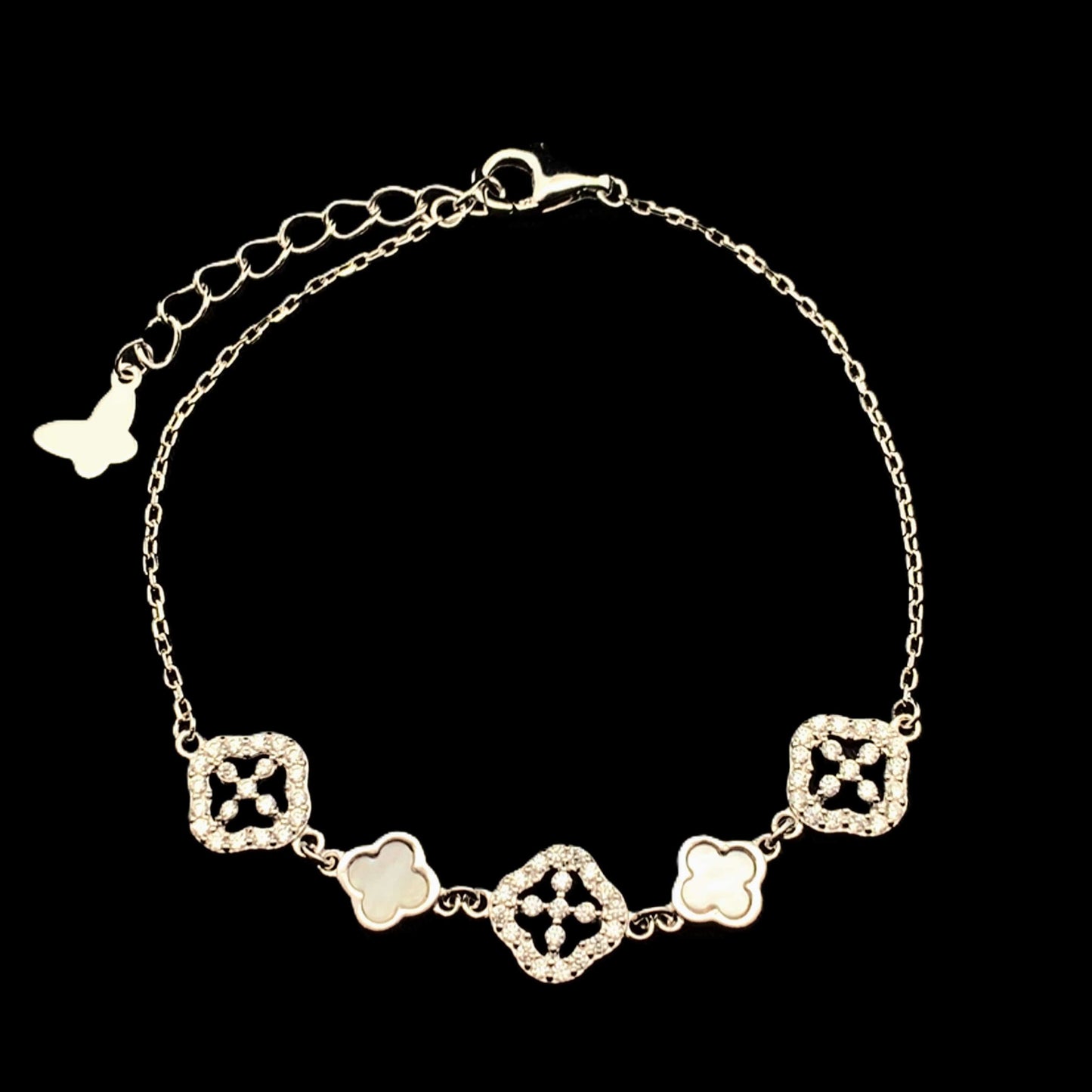 Zirconia Clover Bracelet Silver