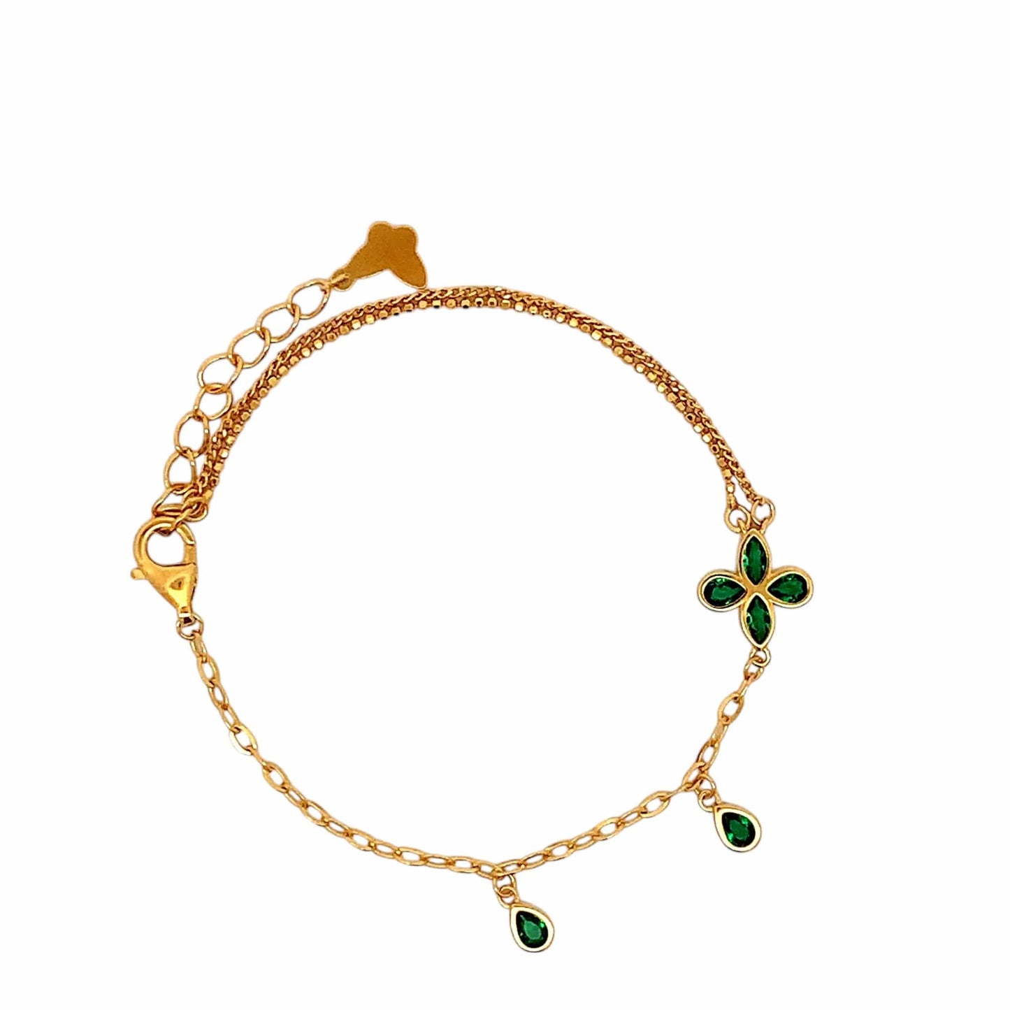 Emerald Flower Bracelet (Pure Silver) - Gold