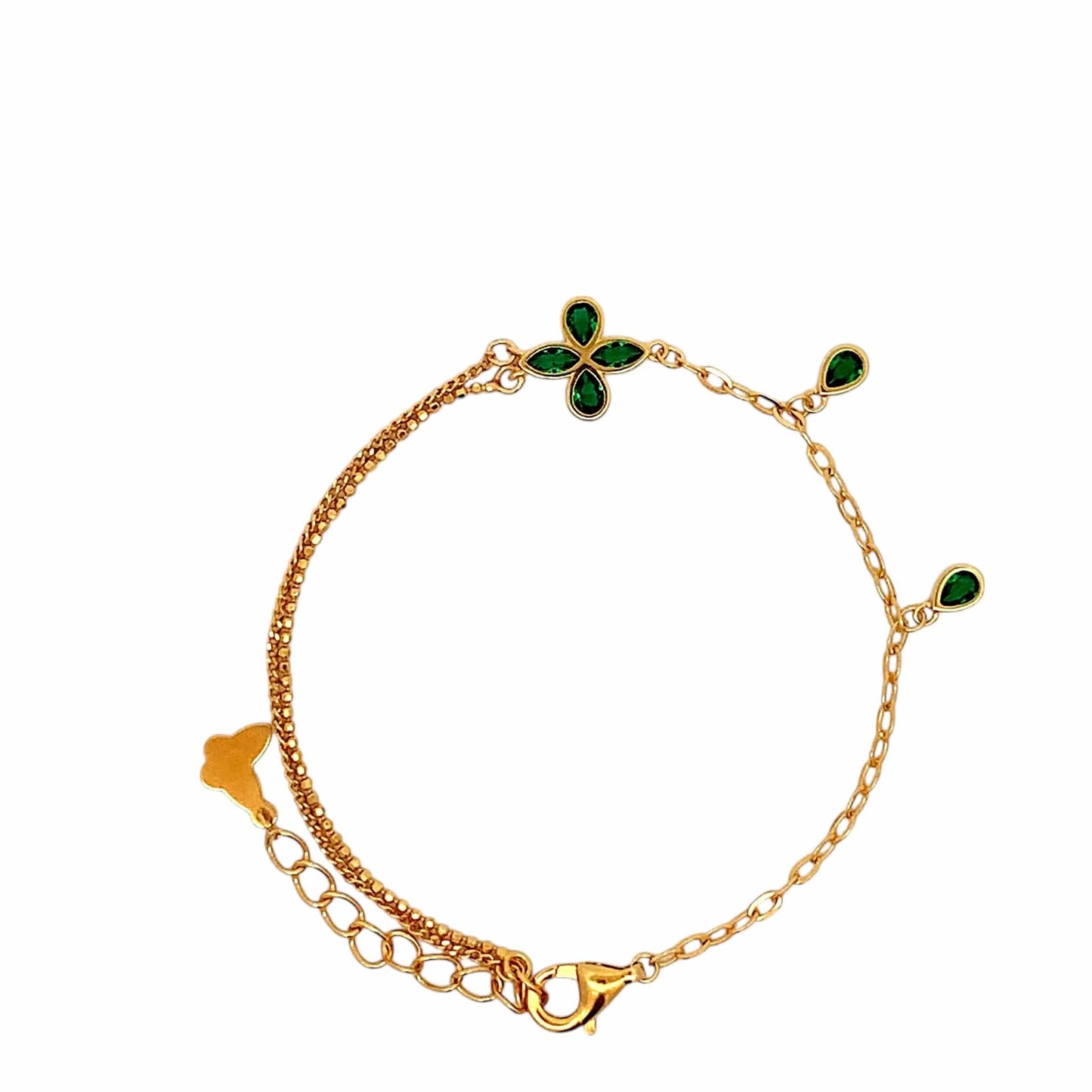 Emerald Flower Bracelet (Pure Silver) - Gold