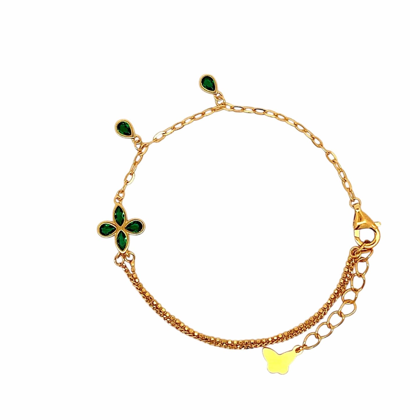 Emerald Flower Bracelet (Pure Silver) - Gold