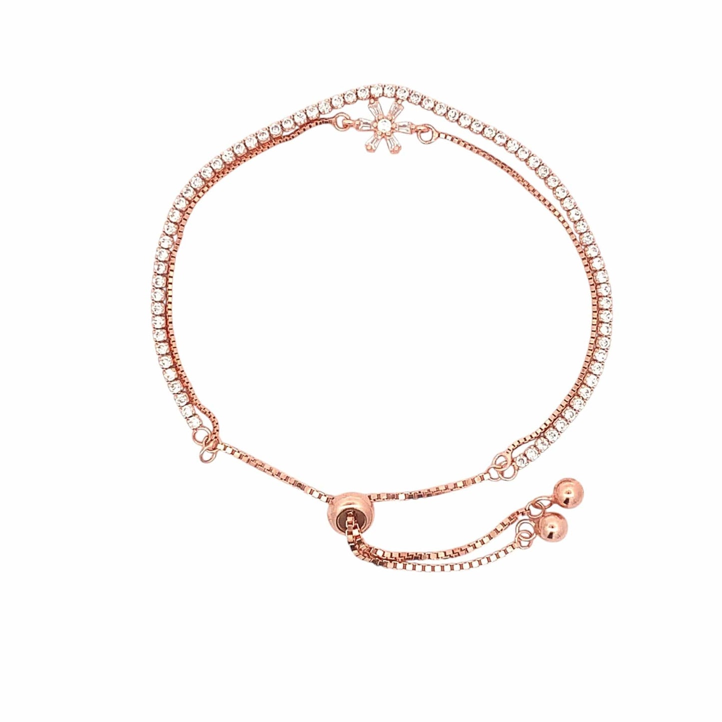 Zircon Bloom Bracelet (Pure Silver) - Rose Gold