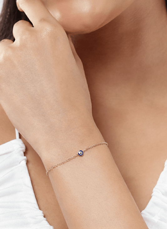 Tiny Evil Eye Bracelet (Pure Silver) - Rose Gold