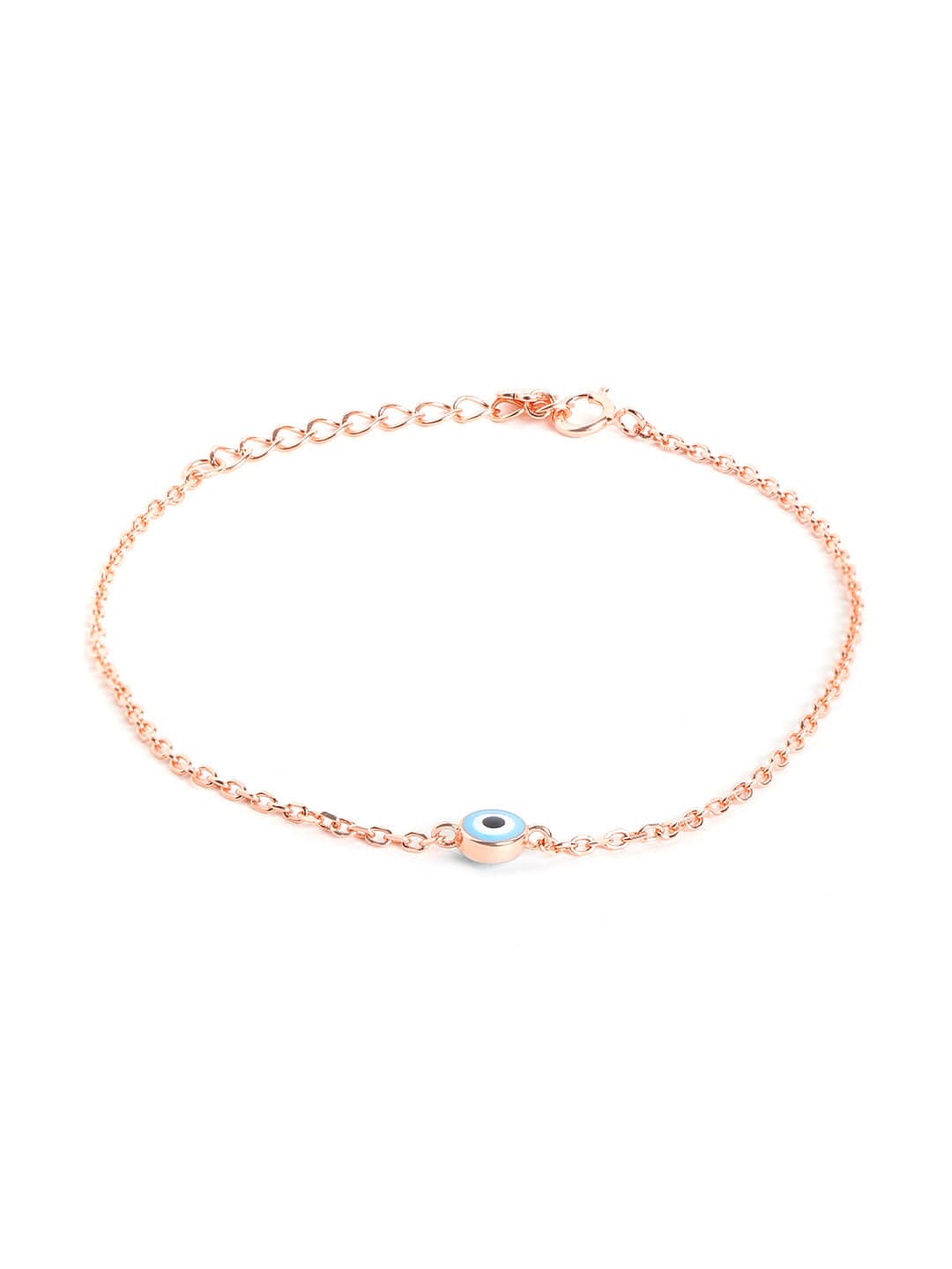 Sky Blue Evil Eye Bracelet (Pure Silver) - Rose Gold