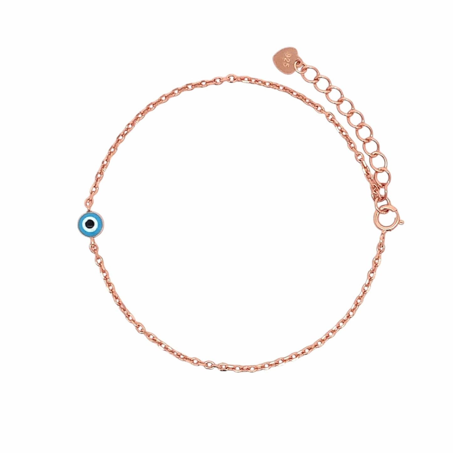 Sky Blue Evil Eye Bracelet (Pure Silver) - Rose Gold