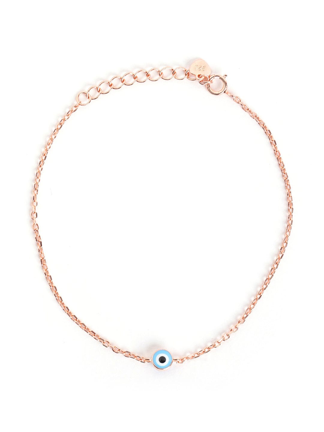 Sky Blue Evil Eye Bracelet (Pure Silver) - Rose Gold
