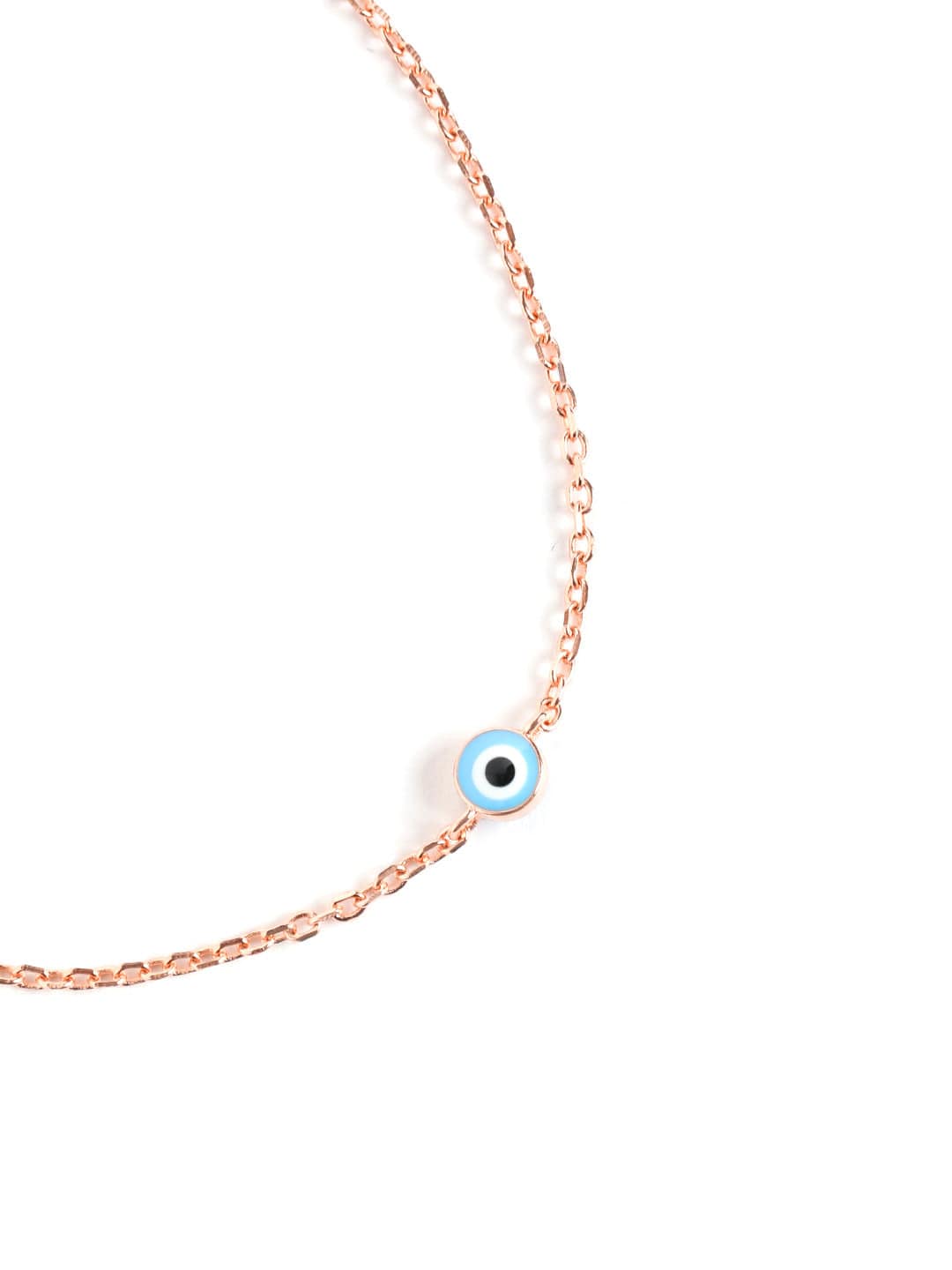Sky Blue Evil Eye Bracelet (Pure Silver) - Rose Gold
