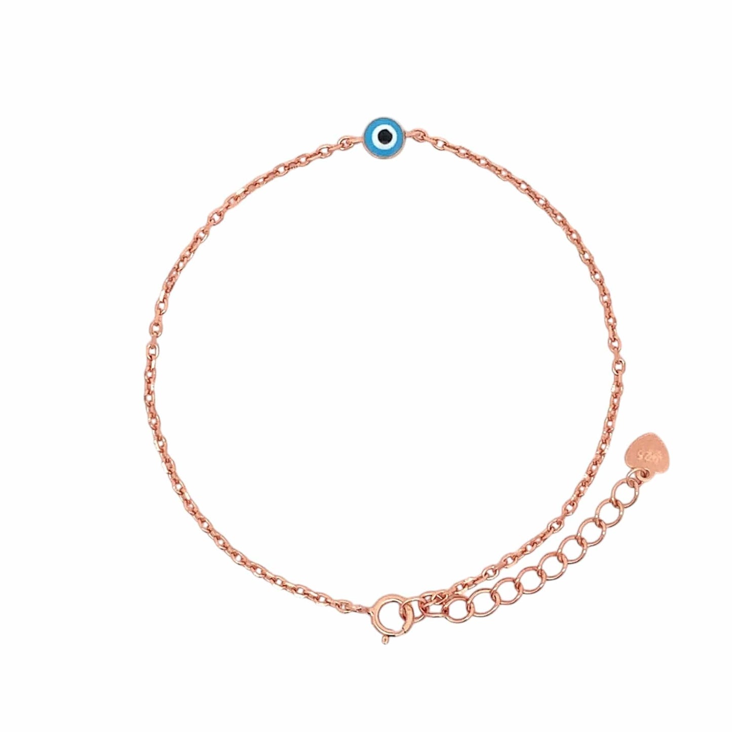 Sky Blue Evil Eye Bracelet (Pure Silver) - Rose Gold
