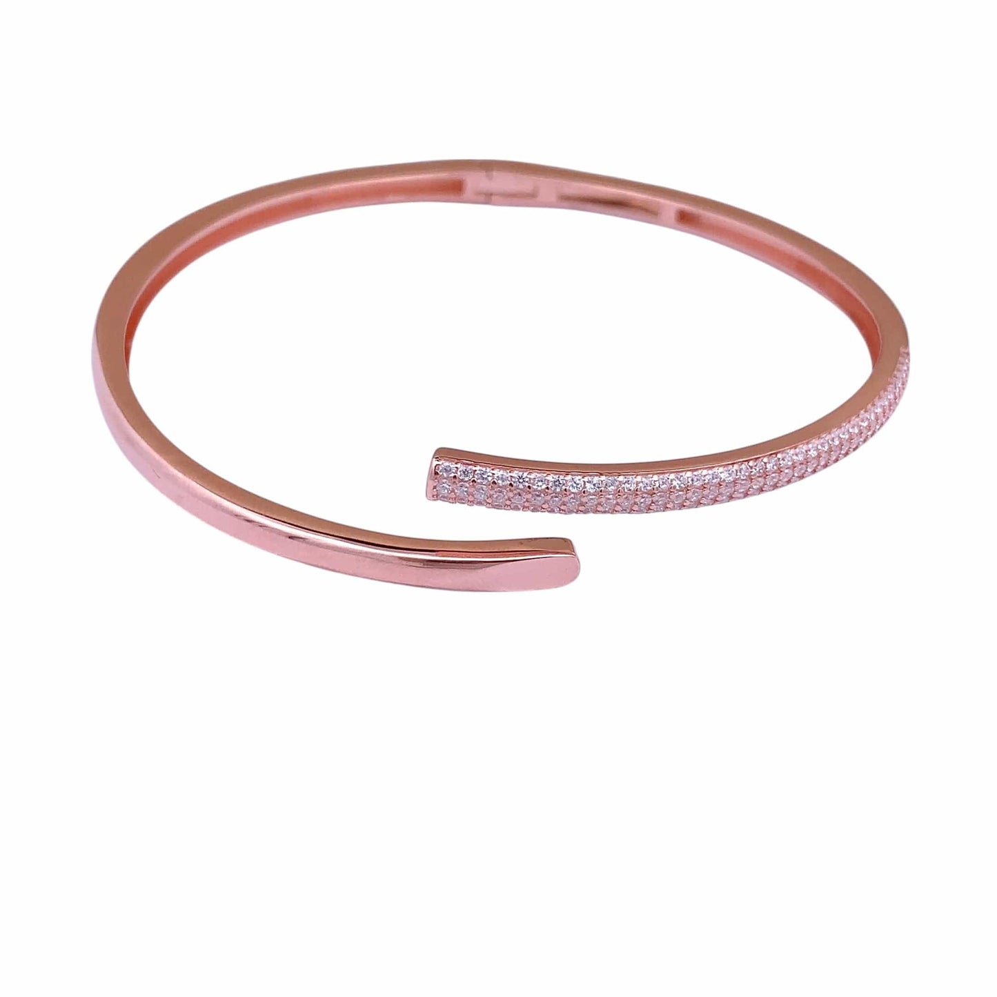 Zirconia Cuff Bracelet (Pure Silver) - Rose Gold