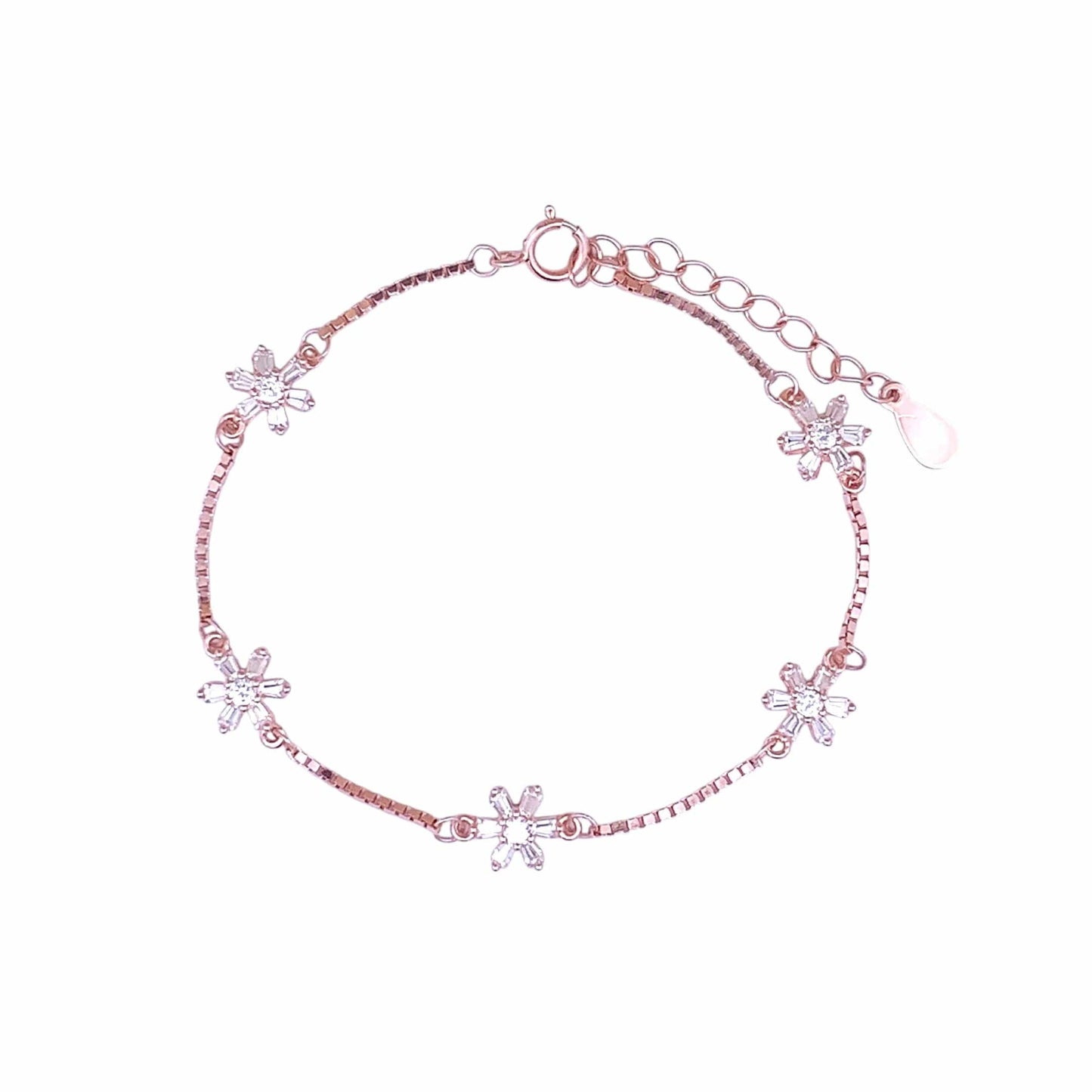 Baguette Bloom Bracelet (Pure Silver) - Rose Gold