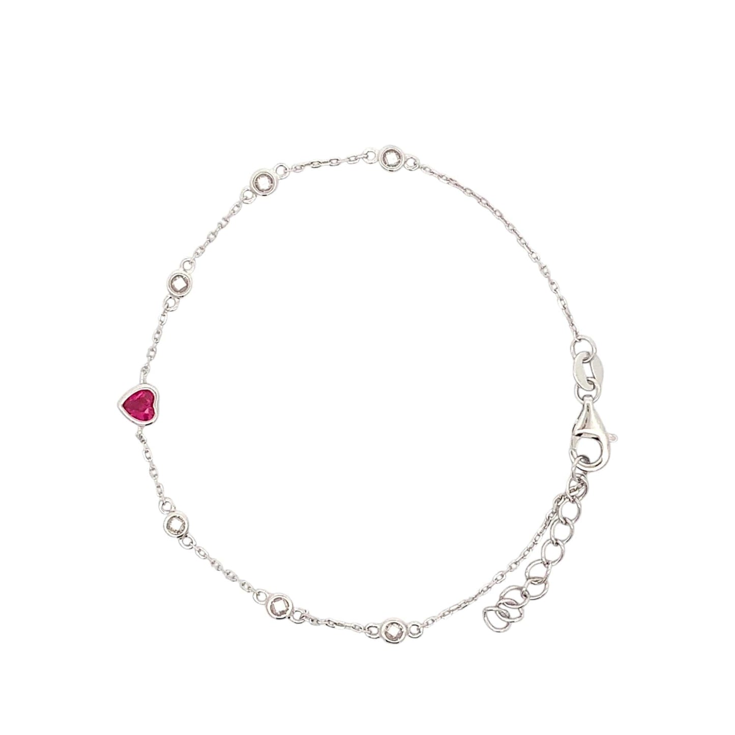 Pink Heart Bracelet (Pure Silver) - Silver