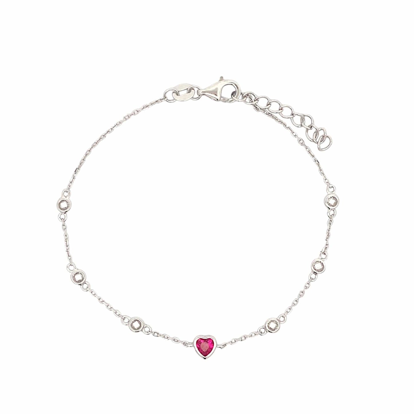 Pink Heart Bracelet (Pure Silver) - Silver