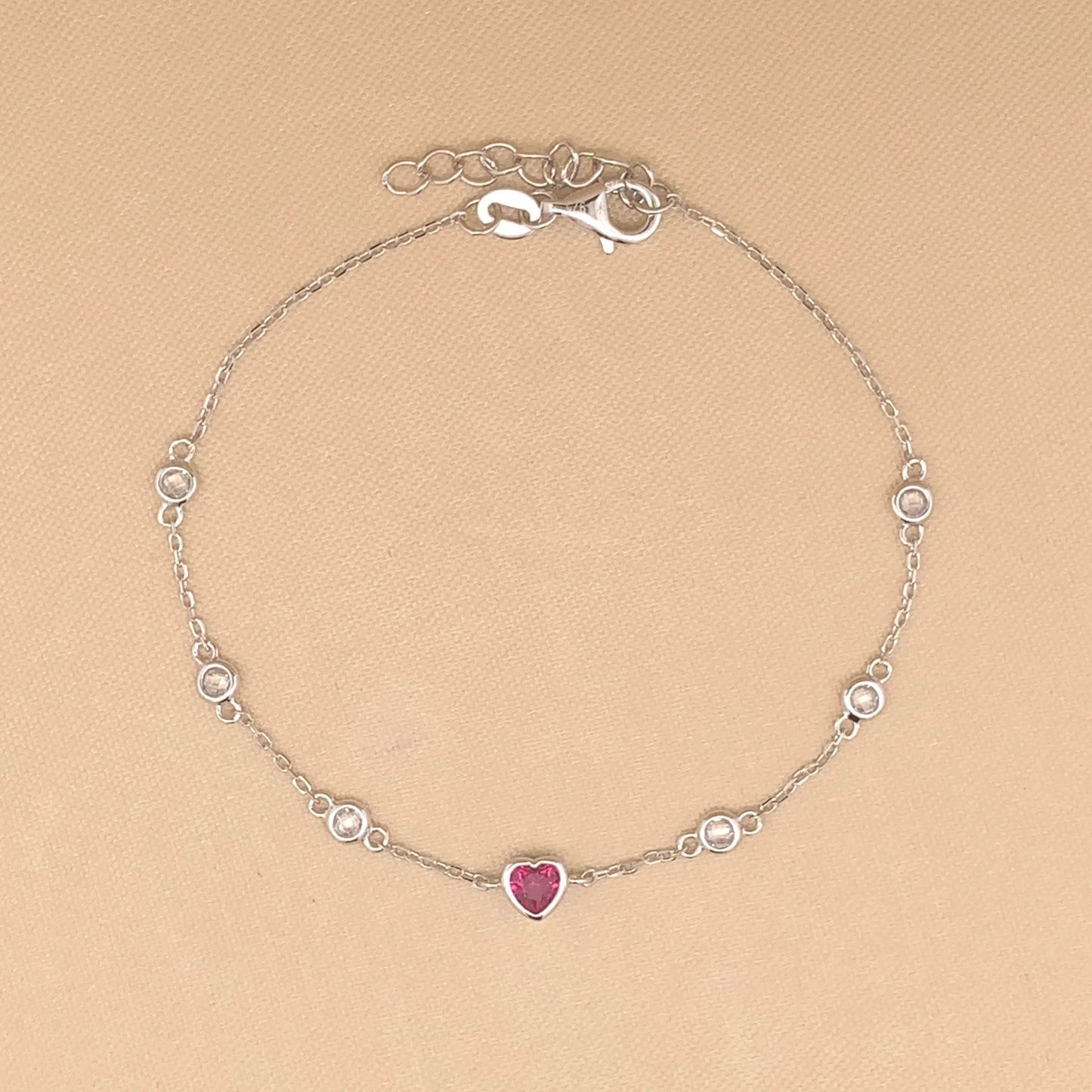 Pink Heart Bracelet (Pure Silver) - Silver