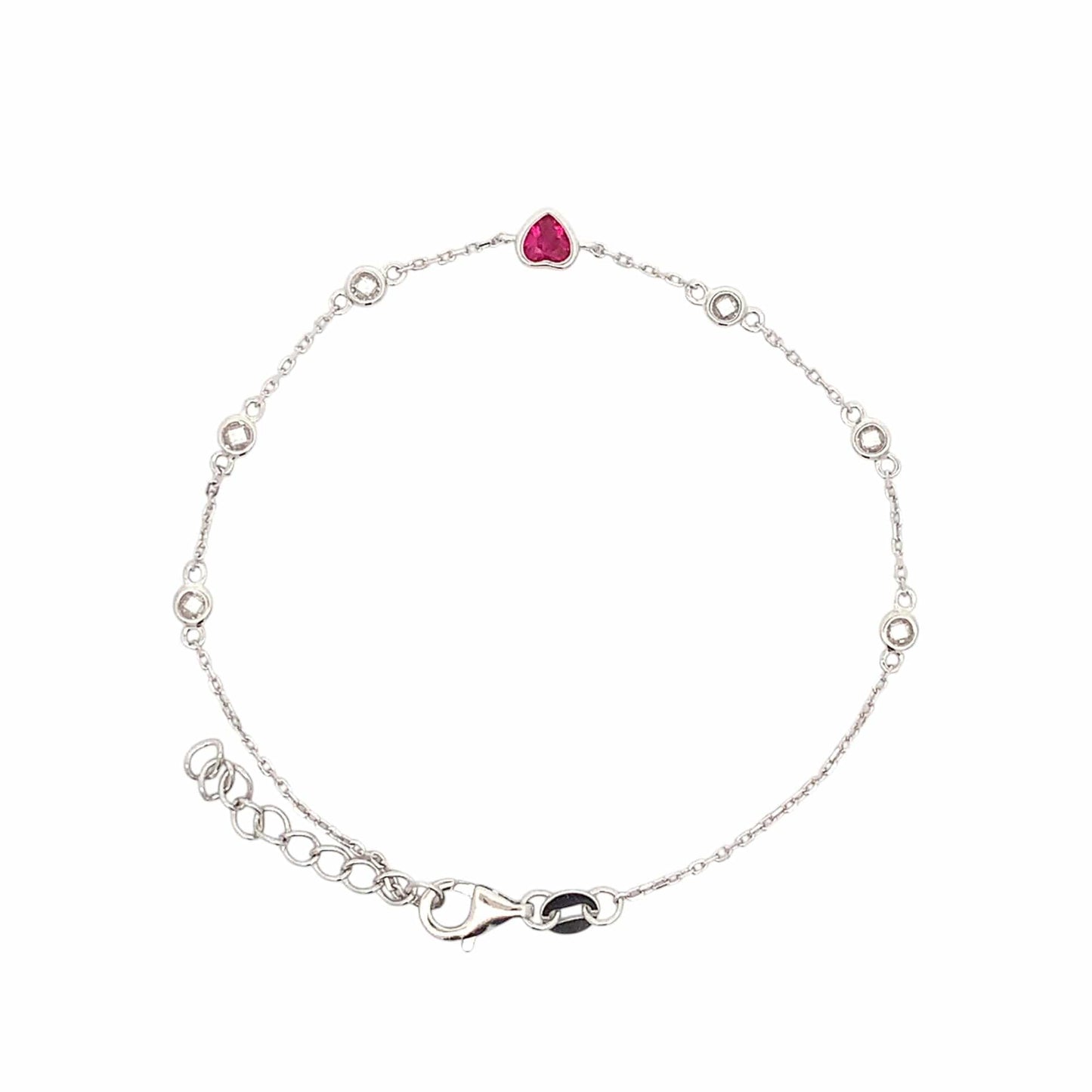 Pink Heart Bracelet (Pure Silver) - Silver
