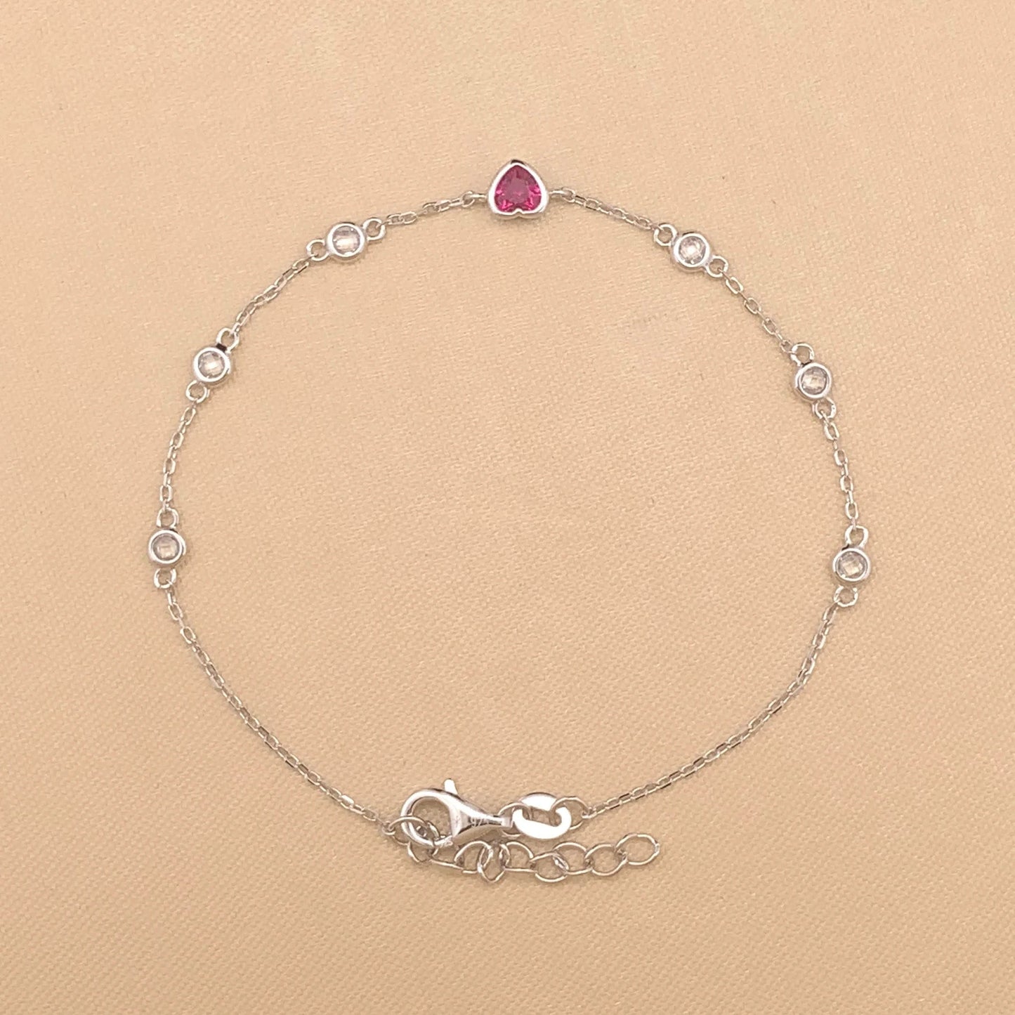 Pink Heart Bracelet (Pure Silver) - Silver