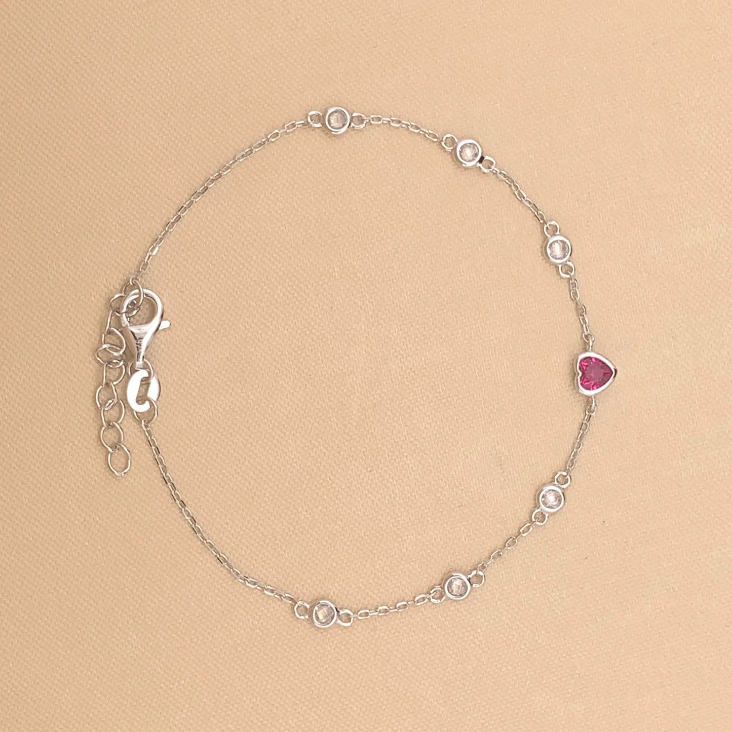 Pink Heart Bracelet (Pure Silver) - Silver