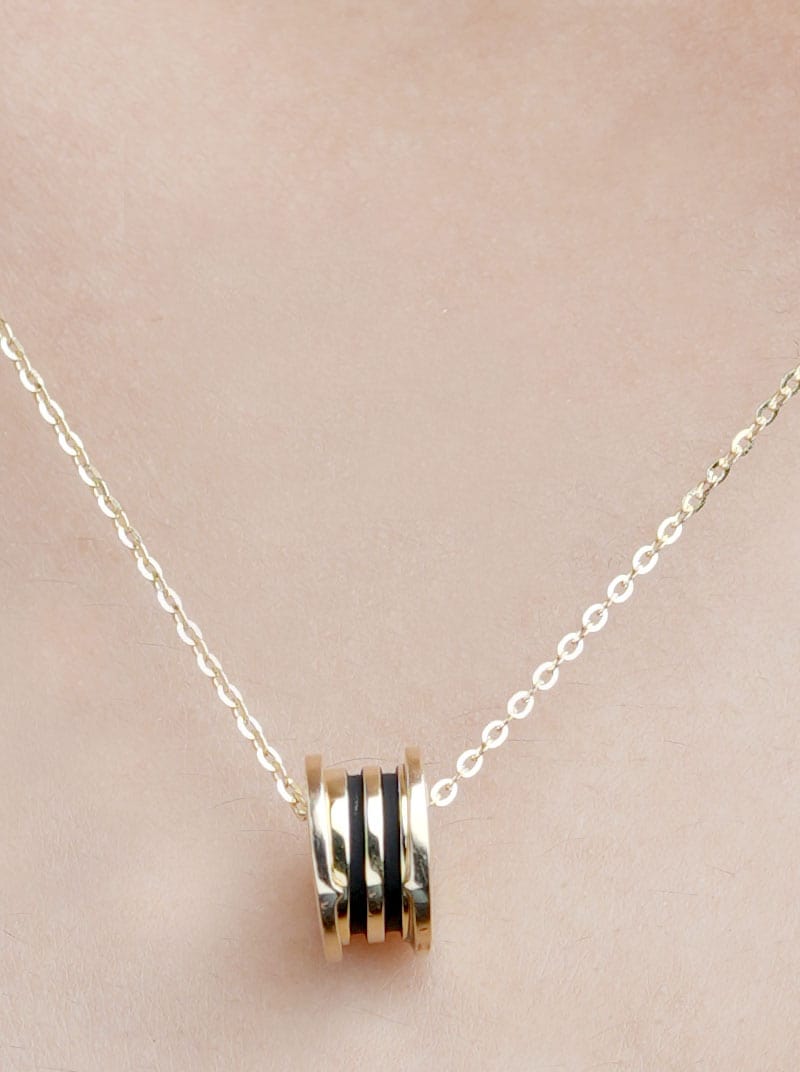 Enamel Roll Pendant Chain Gold