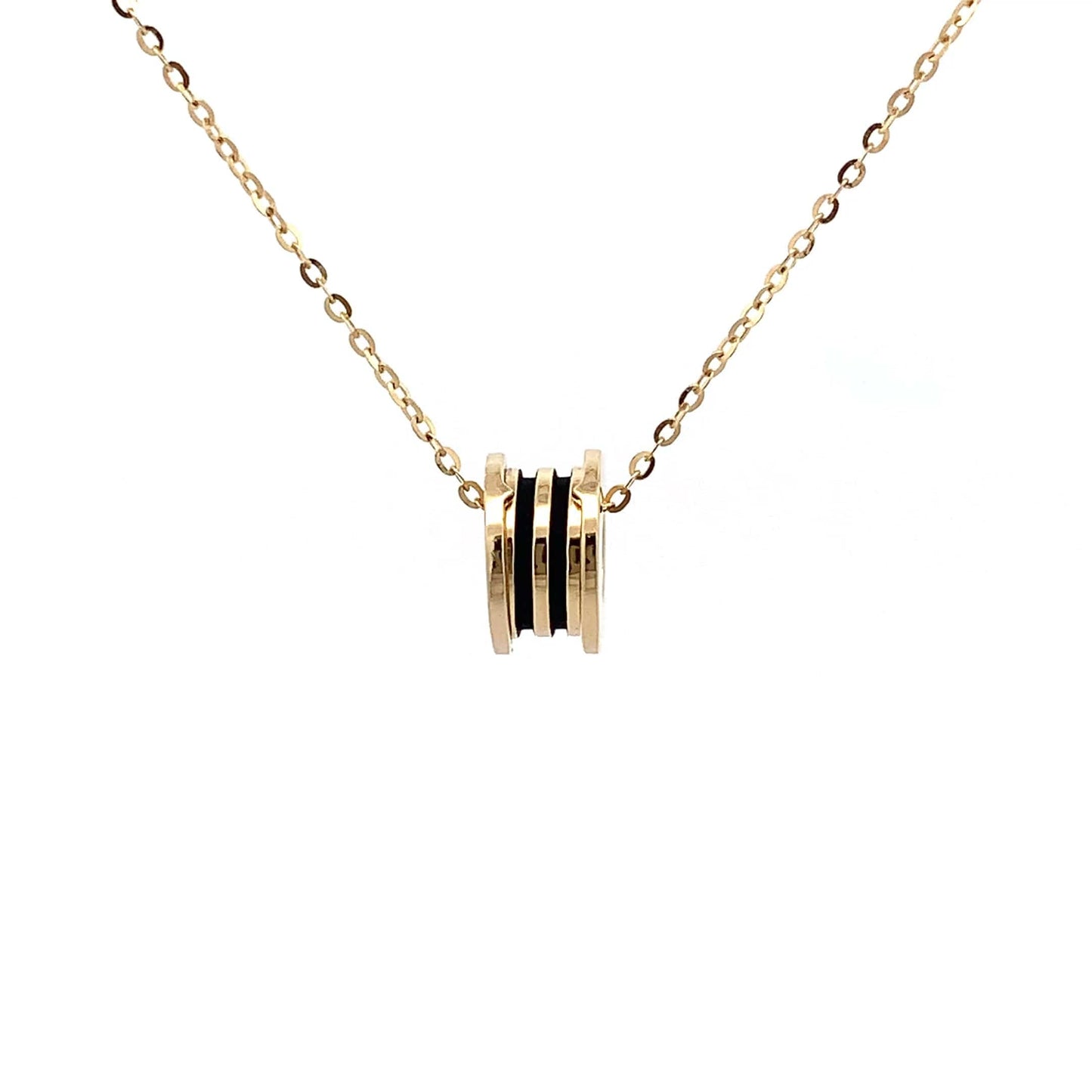 Enamel Roll Pendant Chain (Pure Silver) - Gold