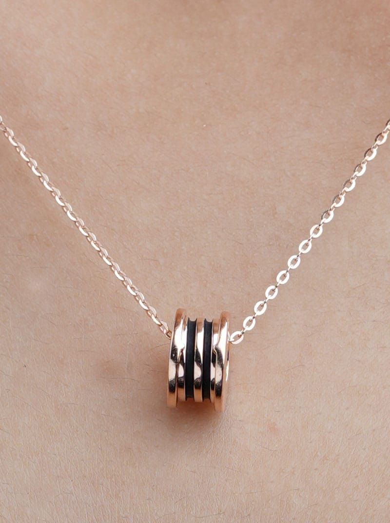 Enamel Roll Pendant Chain Rose Gold