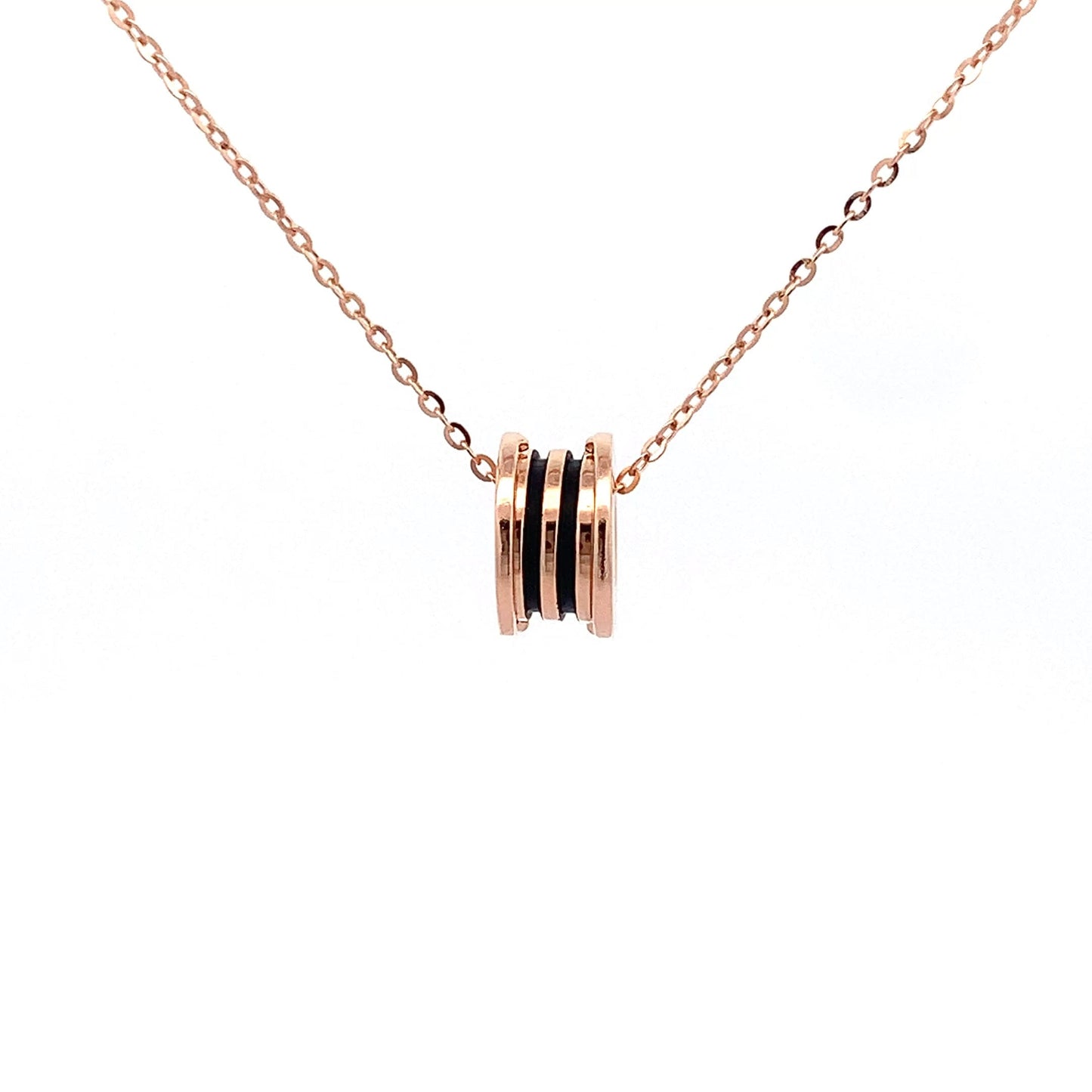 Enamel Roll Pendant Chain (Pure Silver) - Rose Gold