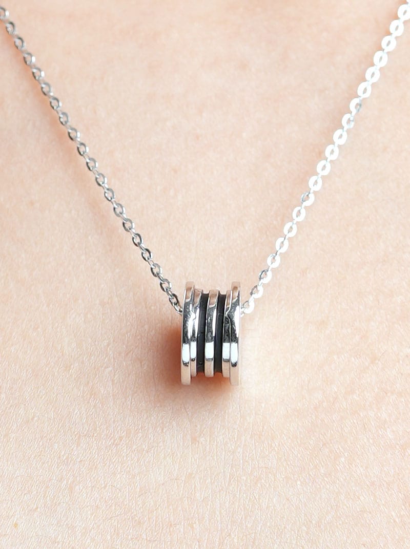 Enamel Roll Pendant Chain Silver
