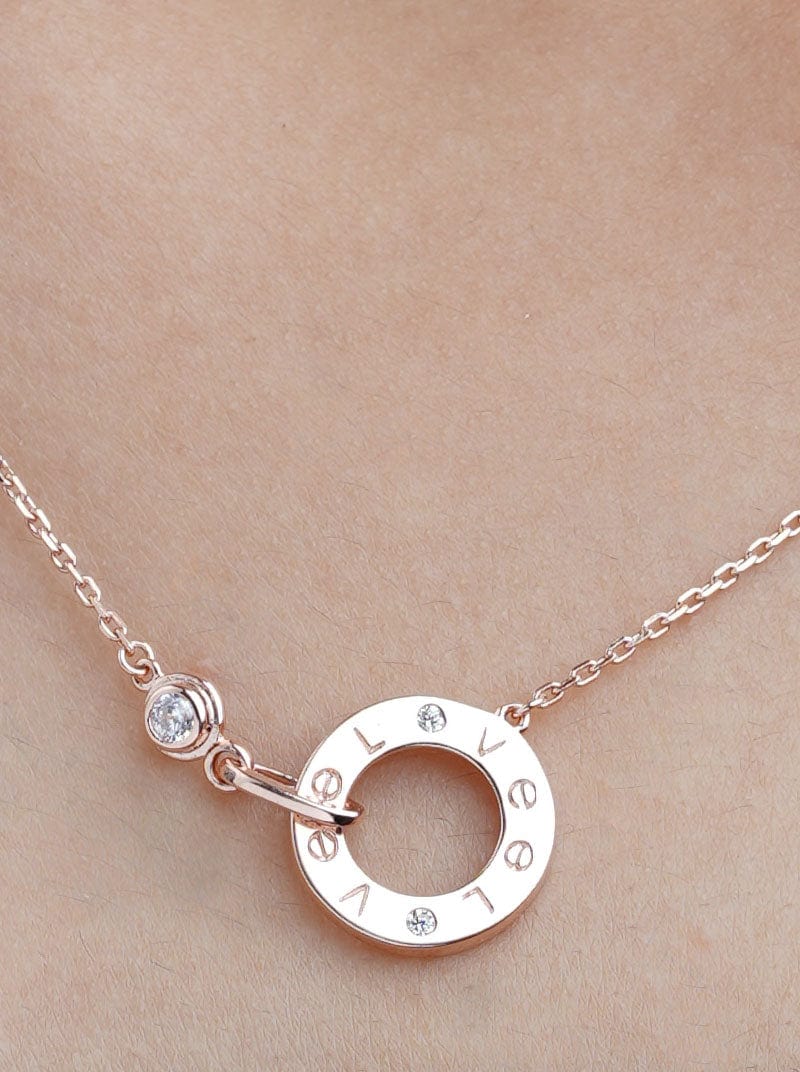 Love Circle Pendant Chain Rose Gold