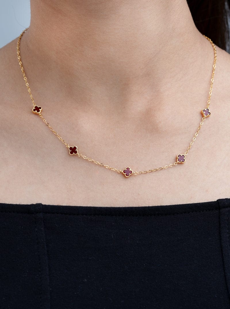 Maroon Multi Clover Pendant Chain