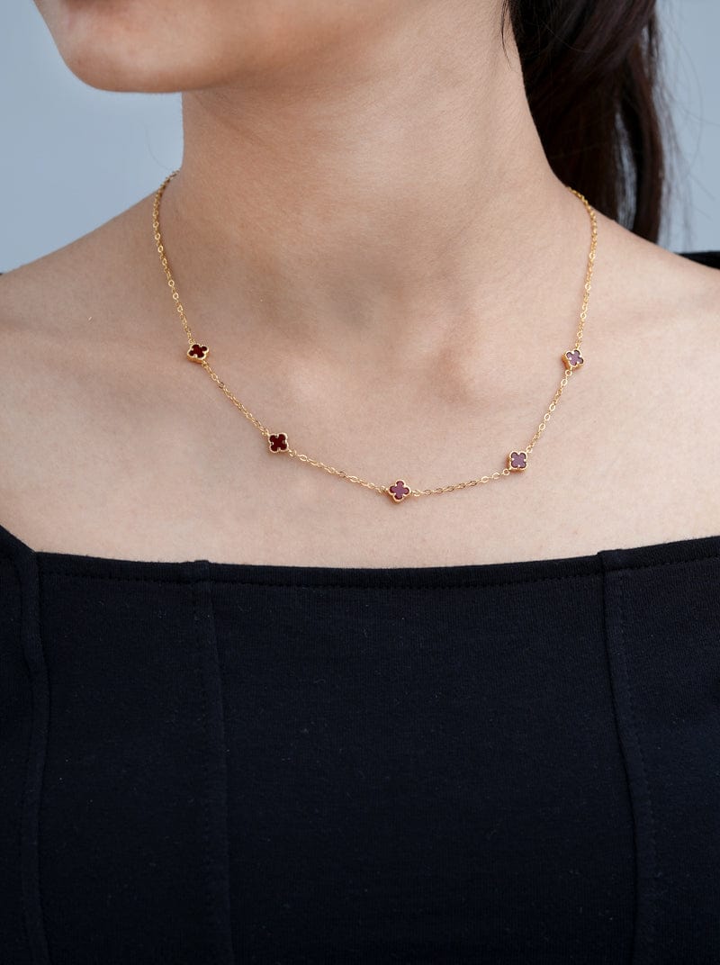 Maroon Multi Clover Pendant Chain