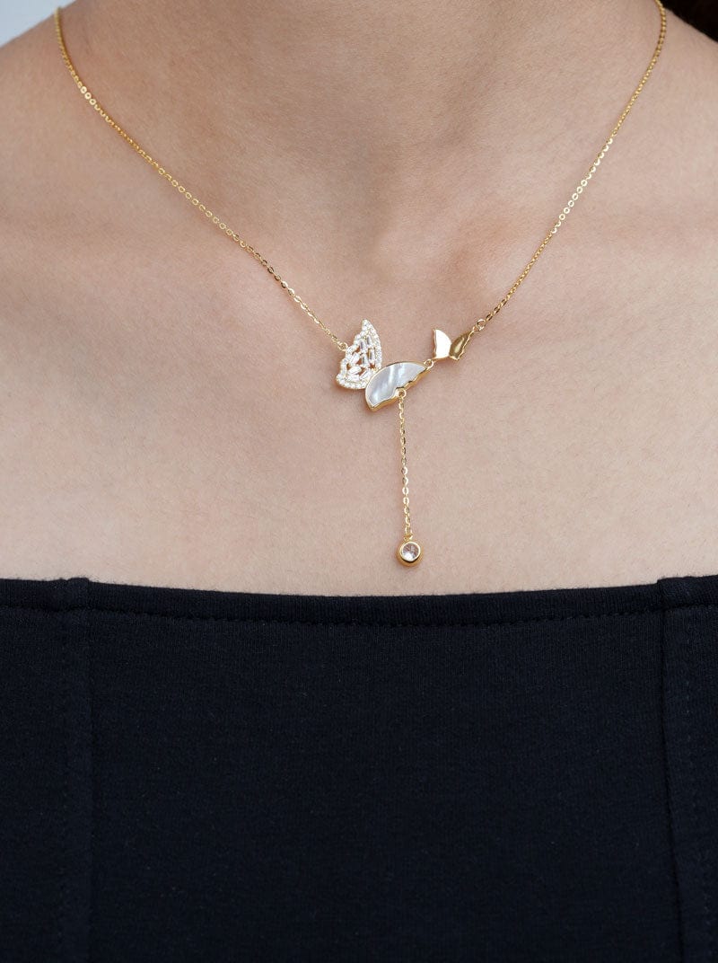 Butterfly Pendant Chain (Pure Silver) - Gold