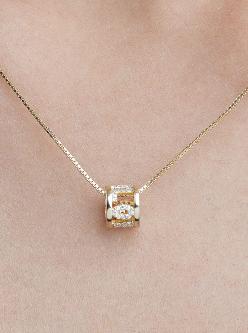 I Love You Roll Pendant Chain Gold