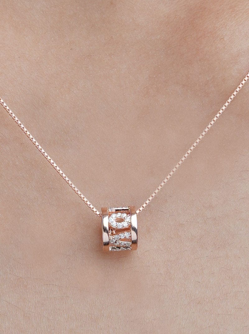 I Love You Roll Pendant Chain Rose Gold
