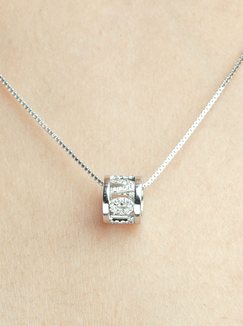 I Love You Roll Pendant Chain Silver
