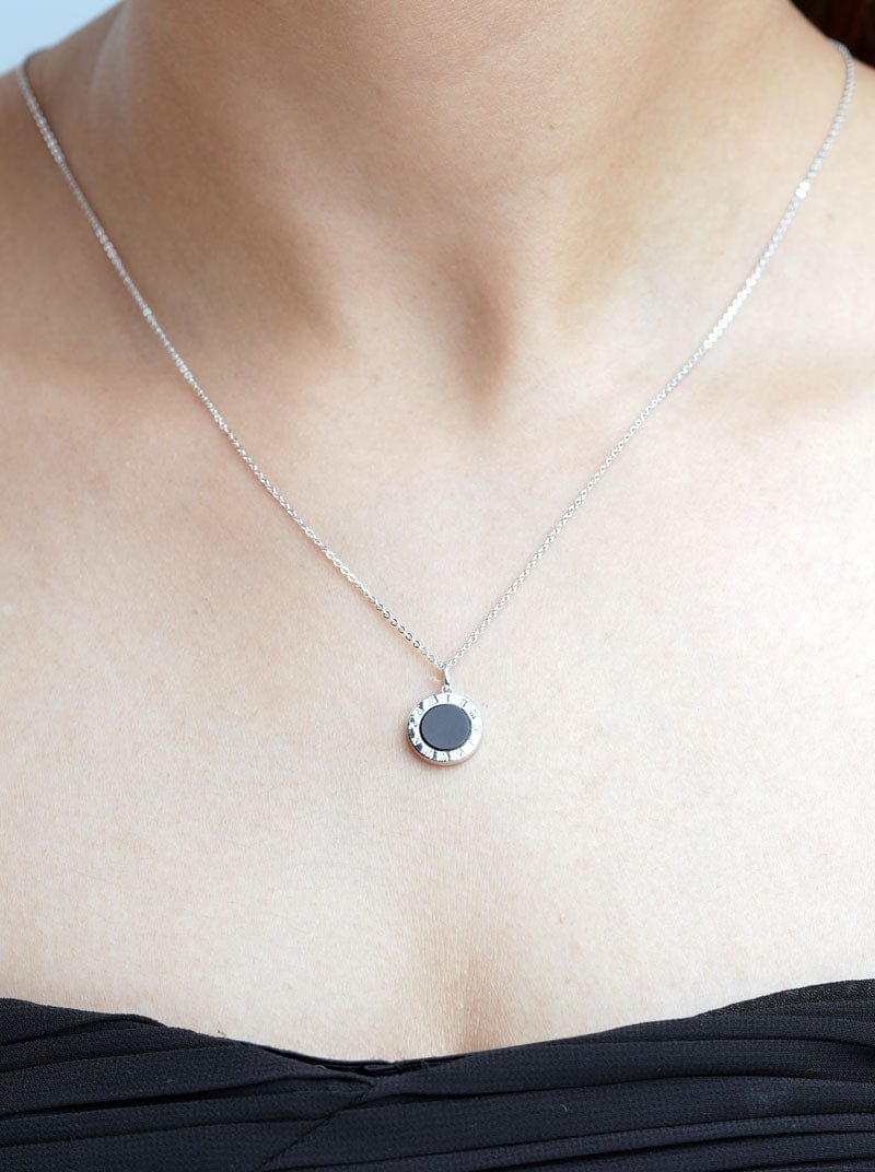 Roman Numerals and Love Circle Pendant Chain