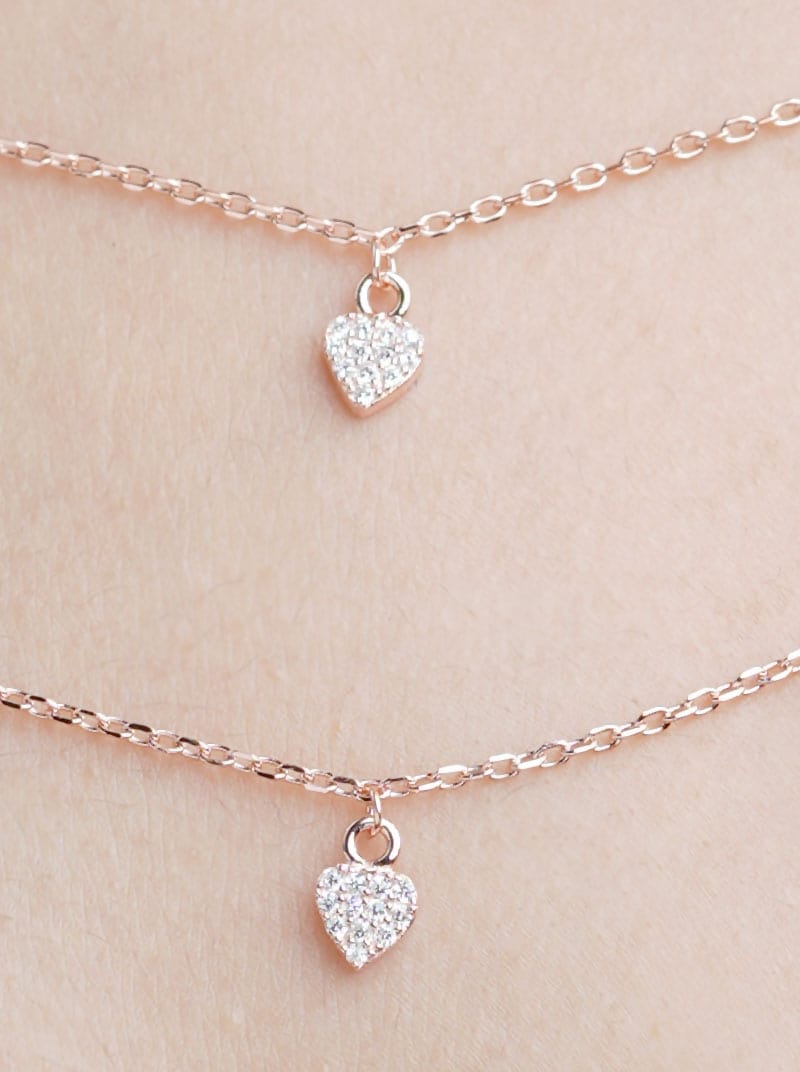 Multi Hearts Pendant Chain Rose Gold